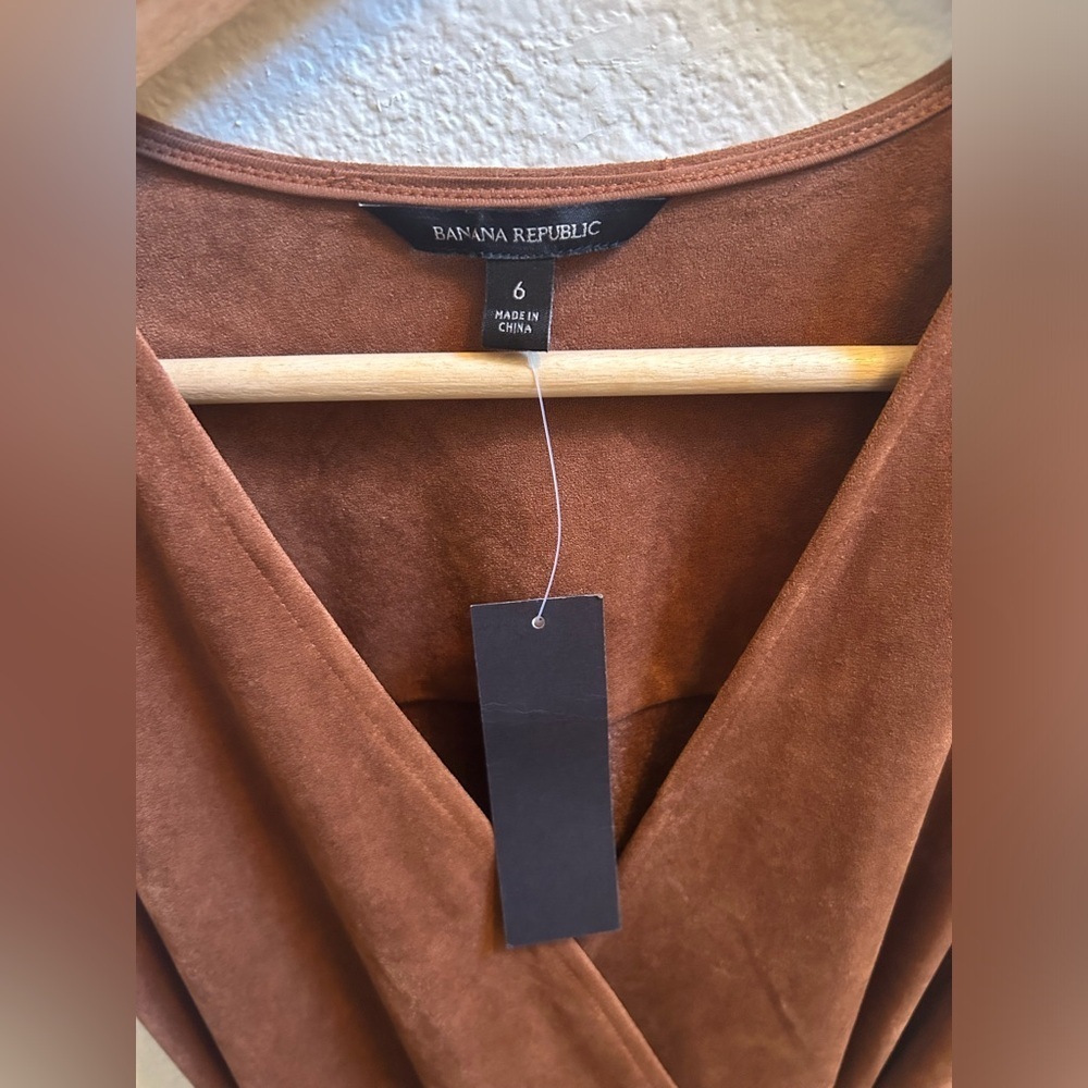 NWT BANANA REPUBLIC Faux Suede Wrap Midi Dress - Picture 6 of 8